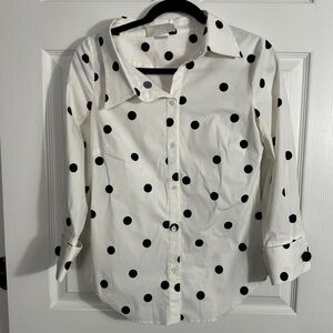 Monse asymmetrical neckline polka dot shirt, sz 2, french cuffs, luxury